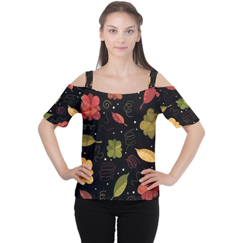 Autumn Flowers  Women s Cutout Shoulder Tee by Valentinaart