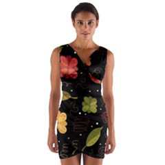 Autumn Flowers  Wrap Front Bodycon Dress