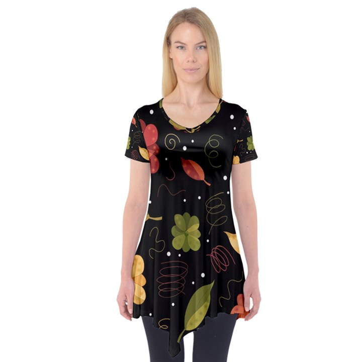 Autumn flowers  Short Sleeve Tunic 