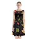 Autumn flowers  Sleeveless Chiffon Waist Tie Dress View1