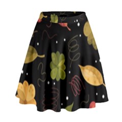 Autumn Flowers  High Waist Skirt