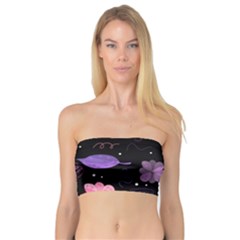 Purple And Pink Flowers  Bandeau Top by Valentinaart