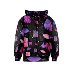 Purple And Pink Flowers  Kids  Zipper Hoodie by Valentinaart