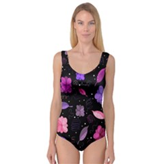 Purple And Pink Flowers  Princess Tank Leotard 