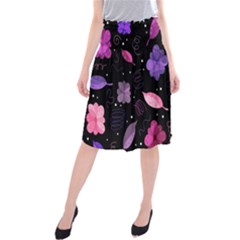 Purple And Pink Flowers  Midi Beach Skirt