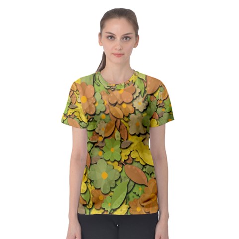 Autumn Flowers Women s Sport Mesh Tee by Valentinaart