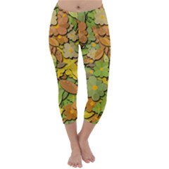 Autumn Flowers Capri Winter Leggings  by Valentinaart