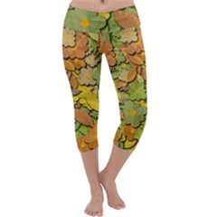 Autumn Flowers Capri Yoga Leggings