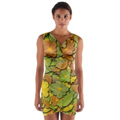 Autumn Flowers Wrap Front Bodycon Dress