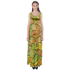 Autumn Flowers Empire Waist Maxi Dress