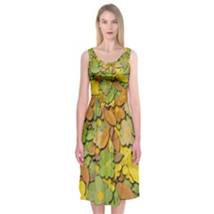 Autumn Flowers Midi Sleeveless Dress