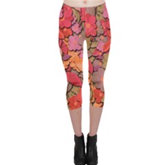 Beautiful Floral Design Capri Leggings  by Valentinaart