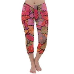 Beautiful Floral Design Capri Winter Leggings  by Valentinaart