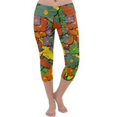 Decorative Flowers Capri Yoga Leggings