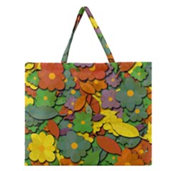 Decorative Flowers Zipper Large Tote Bag