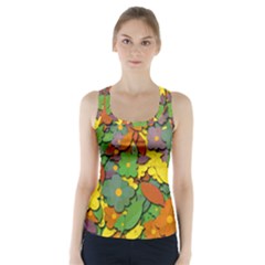 Decorative Flowers Racer Back Sports Top