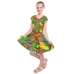 Decorative Flowers Kids  Short Sleeve Dress