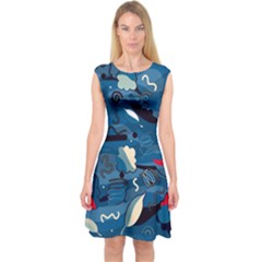 Ocean Capsleeve Midi Dress