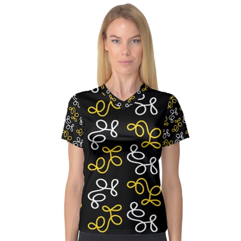 Elegance - Yellow Women s V-neck Sport Mesh Tee by Valentinaart