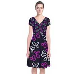 Elegance - Magenta  Short Sleeve Front Wrap Dress by Valentinaart