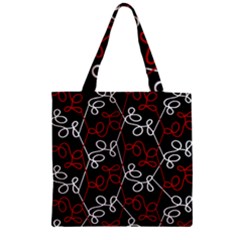 Elegant Red And White Pattern Zipper Grocery Tote Bag by Valentinaart