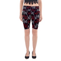 Elegant Red And White Pattern Yoga Cropped Leggings