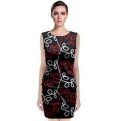 Elegant Red And White Pattern Classic Sleeveless Midi Dress