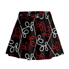 Elegant Red And White Pattern Mini Flare Skirt