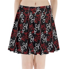 Elegant Red And White Pattern Pleated Mini Skirt