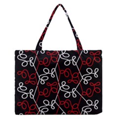 Elegant Red And White Pattern Medium Zipper Tote Bag