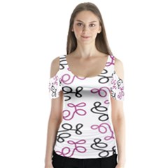 Magenta Elegance  Butterfly Sleeve Cutout Tee 