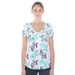 Green Elegance Short Sleeve Front Detail Top by Valentinaart