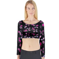 Magenta Garden Long Sleeve Crop Top by Valentinaart