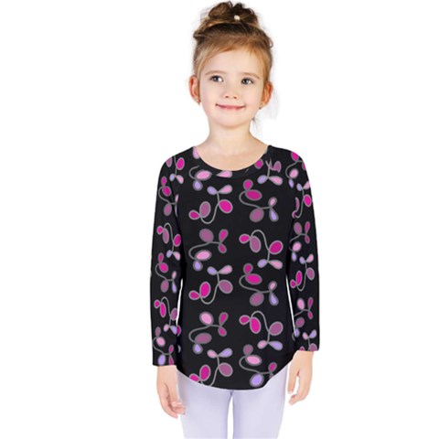 Magenta Garden Kids  Long Sleeve Tee by Valentinaart