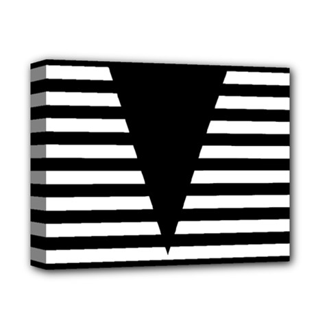 Black & White Stripes Big Triangle Deluxe Canvas 14  X 11  by EDDArt