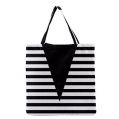 Black & White Stripes Big Triangle Grocery Tote Bag by EDDArt