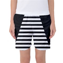 Black & White Stripes Big Triangle Women s Basketball Shorts by EDDArt