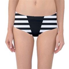 Black & White Stripes Big Triangle Mid-waist Bikini Bottoms by EDDArt