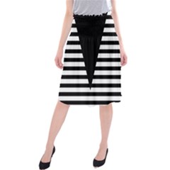 Black & White Stripes Big Triangle Midi Beach Skirt