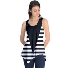 Black & White Stripes Big Triangle Sleeveless Tunic by EDDArt