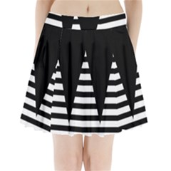 Black & White Stripes Big Triangle Pleated Mini Skirt by EDDArt