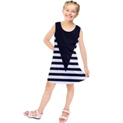 Black & White Stripes Big Triangle Kids  Tunic Dress