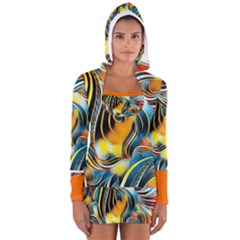 Colorful Abstract Design Women s Long Sleeve Hooded T-shirt