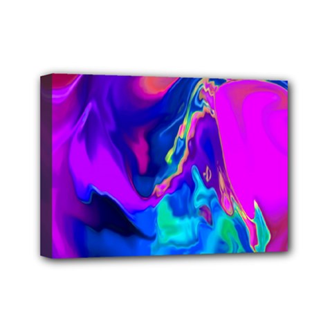 The Perfect Wave Pink Blue Red Cyan Mini Canvas 7  X 5  by EDDArt