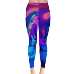 The Perfect Wave Pink Blue Red Cyan Leggings  by EDDArt