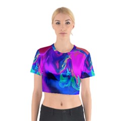 The Perfect Wave Pink Blue Red Cyan Cotton Crop Top by EDDArt