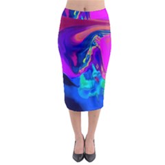 The Perfect Wave Pink Blue Red Cyan Midi Pencil Skirt by EDDArt