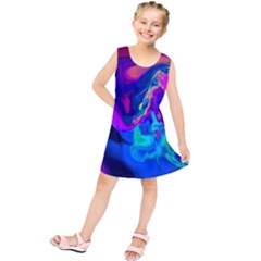 The Perfect Wave Pink Blue Red Cyan Kids  Tunic Dress