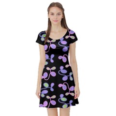 Purple Garden Short Sleeve Skater Dress by Valentinaart