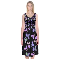 Purple Garden Midi Sleeveless Dress